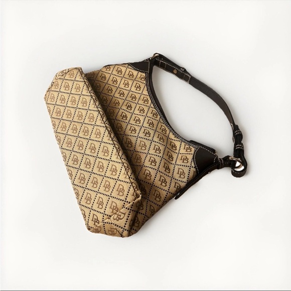 Vintage Dooney And Bourke Handbag Tan Leather Small Logo Shoulder Purse - Picture 4 of 4